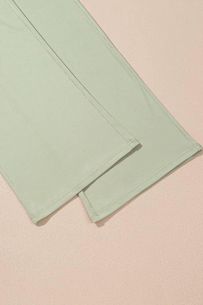 Smoke Green Textured Tank Top and Drawstring High Waist Pants Set