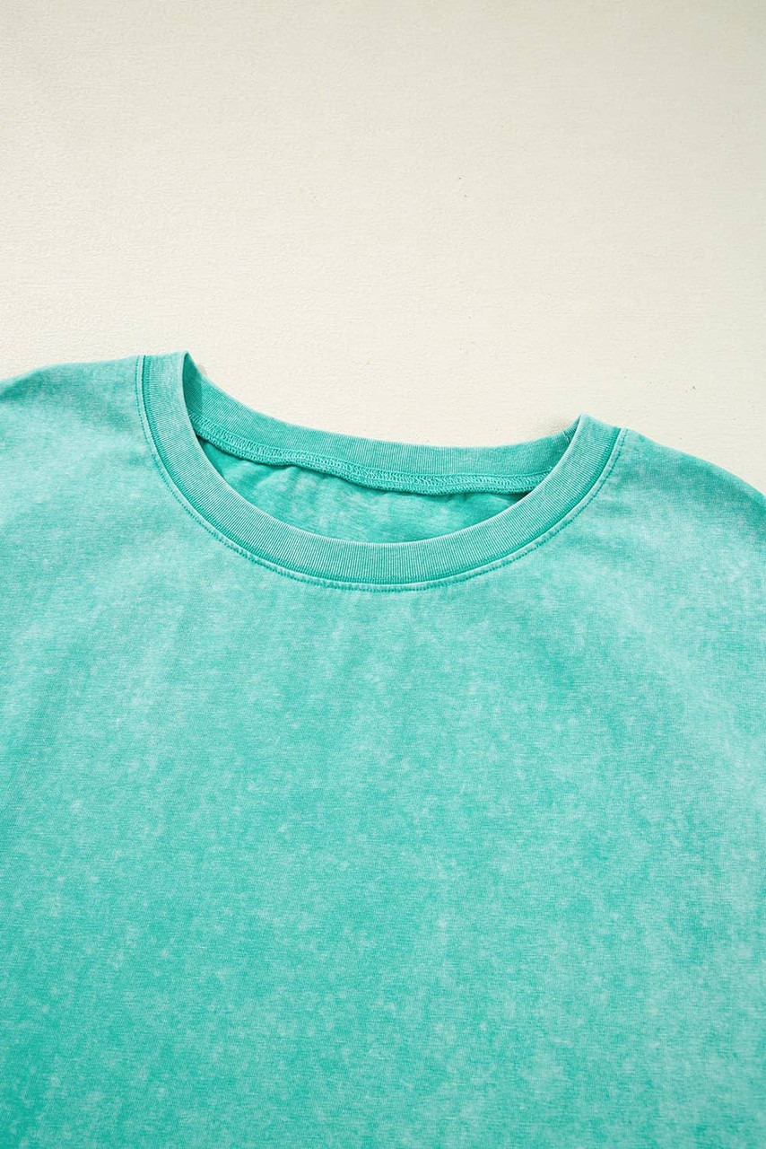 Clearly Aqua Mineral Wash Pocketed T-shirt Long Dress