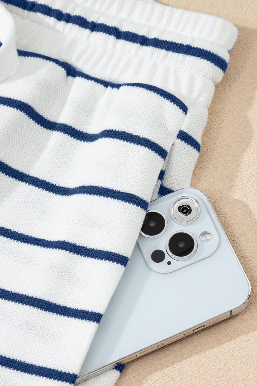 Sail Blue Casual Wide Leg 2pcs Pants Set