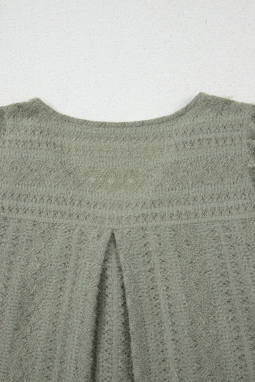 Laurel Green Flutter Sleeve Lace V Neck Shirt