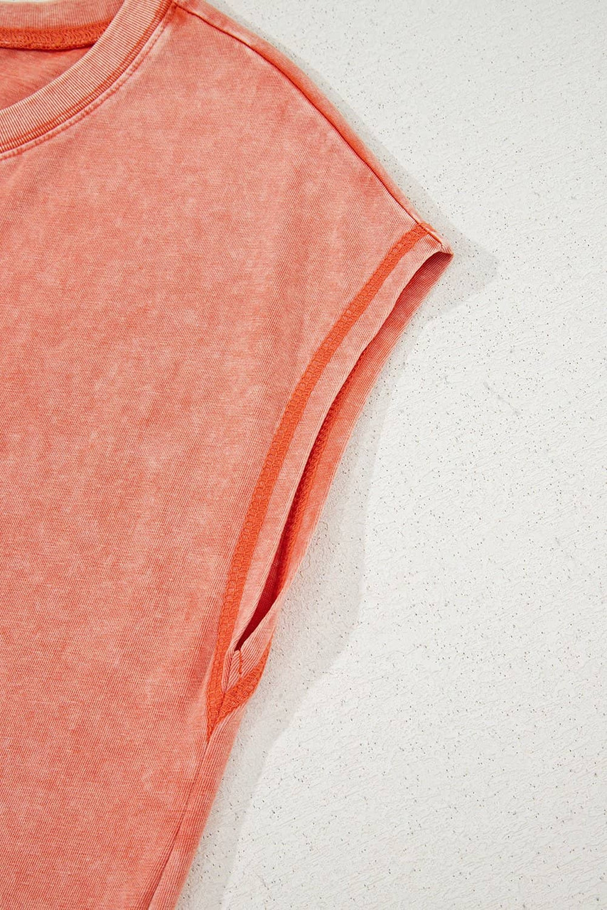 Carrot Mineral Wash Pocketed T-shirt Long Dress