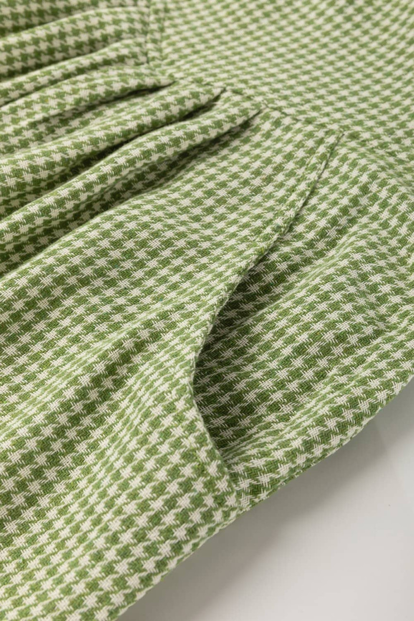 Green Gingham Wide Leg Loose Overall with Pockets