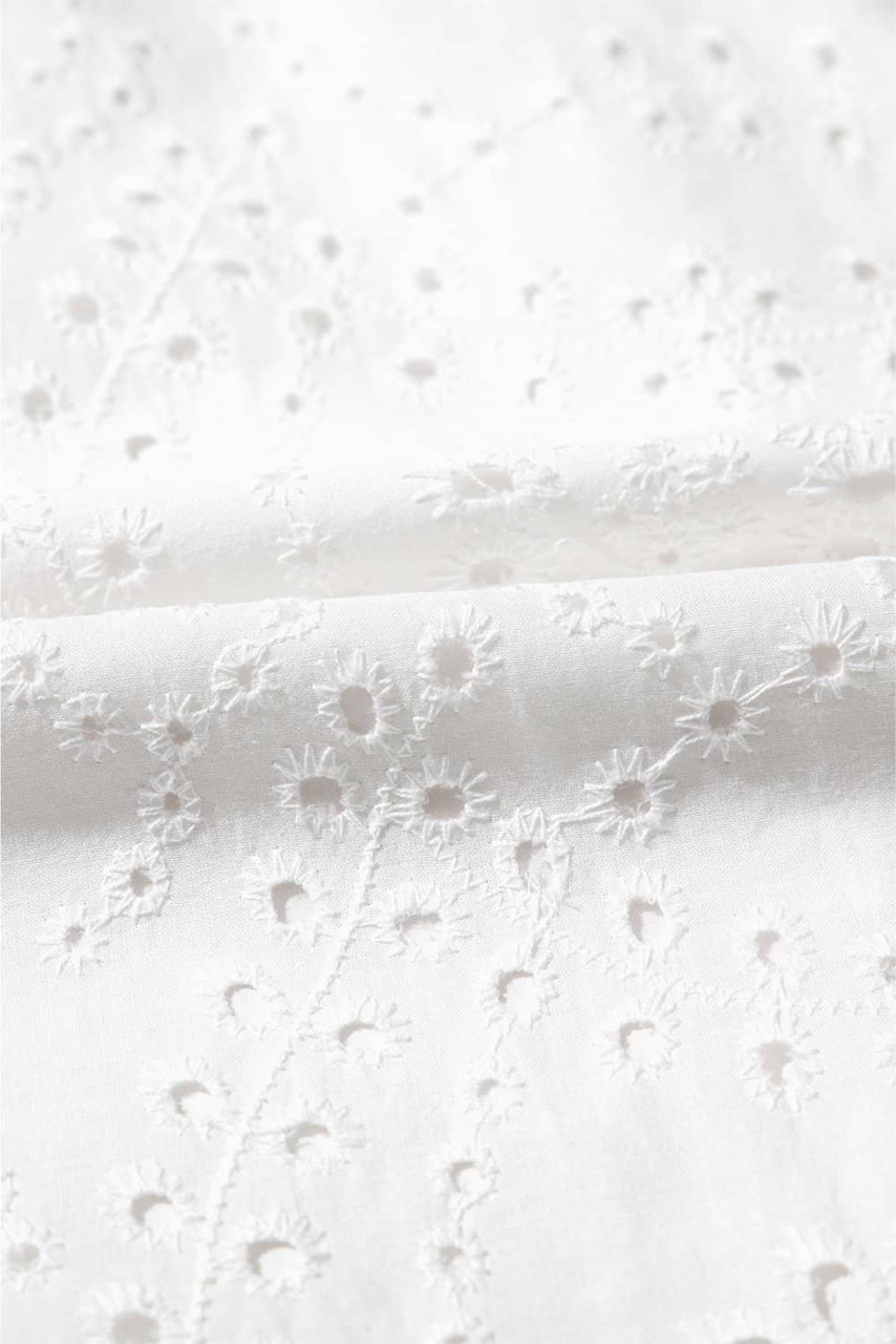 White Floral Eyelet Embroidered Sleeveless Shift Dress