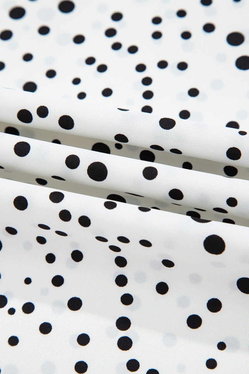 White Dalmatian Print Layered Ruffled Short Sleeve Blouse