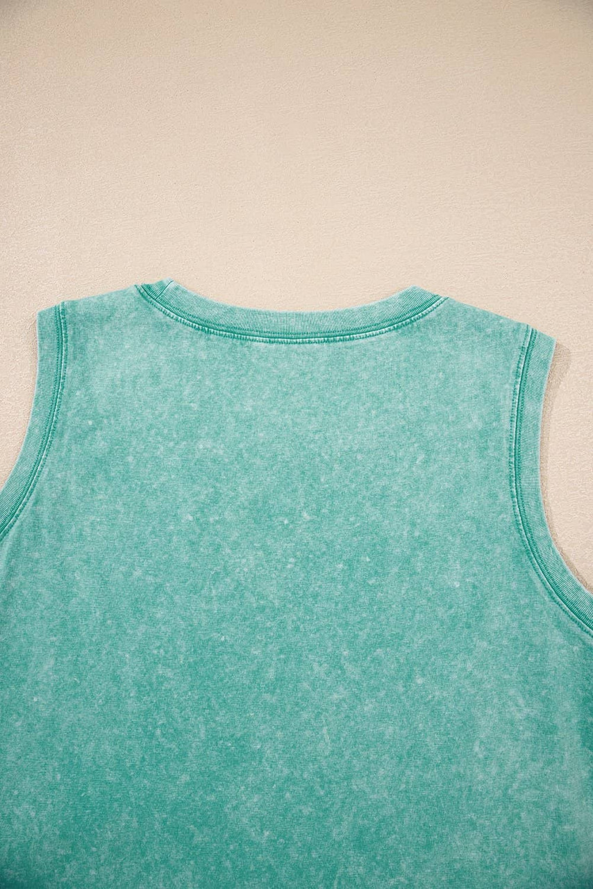 Sea Green Mineral Wash Tank Mini Dress with Pockets Sea Green Mineral Wash Tank Mini Dress with Pockets