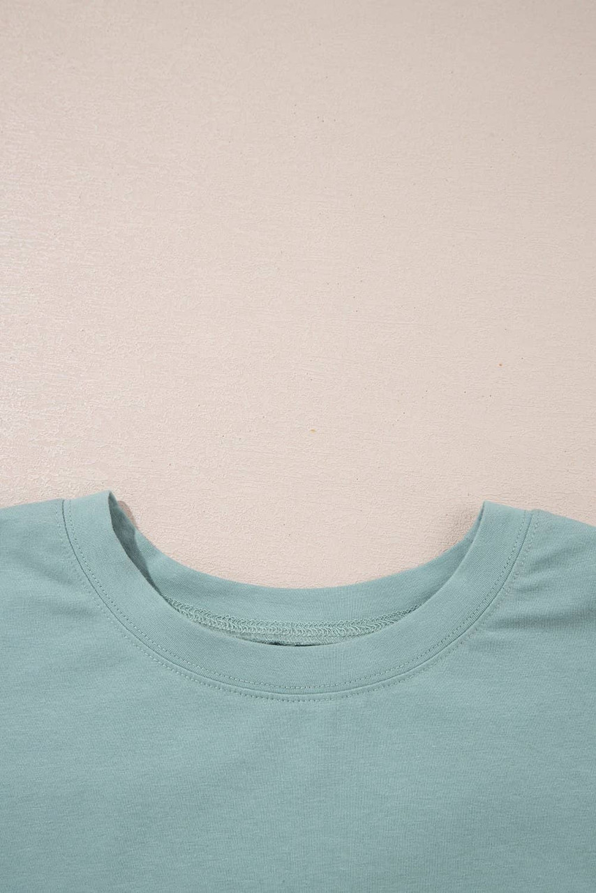 Smoke Green Frayed Denim Star Patched Oversize T Shirt