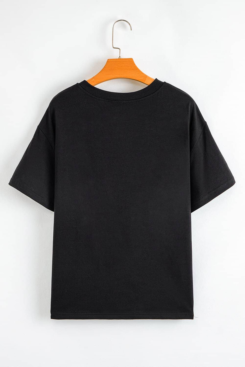 Black MAMA Letter Graphic Neon T Shirt