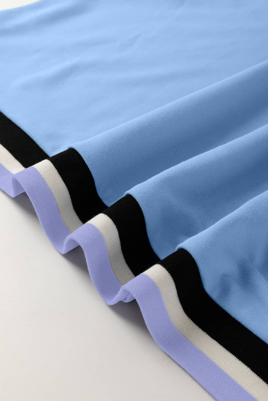 Myosotis Color Contrast Trim V Neck Shift Sleeveless Mini Dress