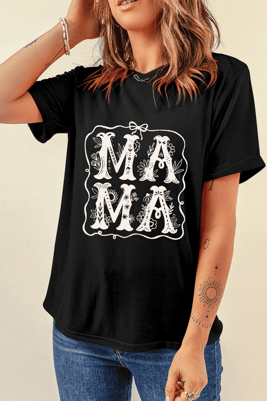Black MAMA Artistic Graphic Tee