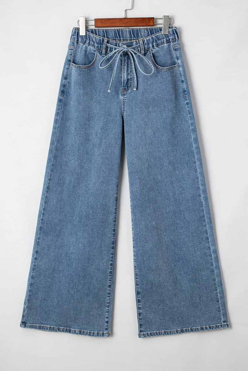 Dusk Blue Medium Wash Super Wide Leg Denim Pants Dusk Blue Medium Wash Super Wide Leg Denim Pants