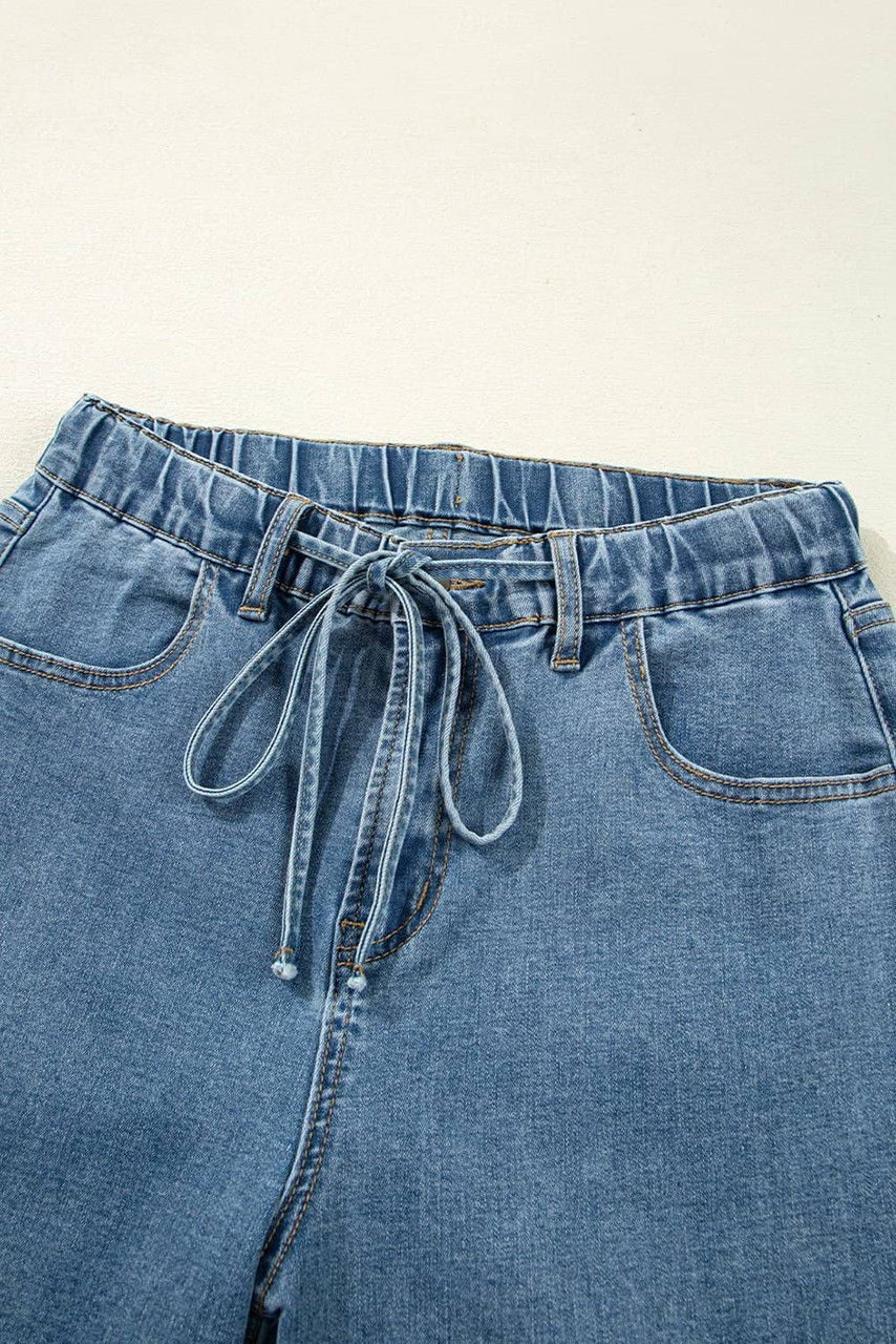 Dusk Blue Medium Wash Super Wide Leg Denim Pants Dusk Blue Medium Wash Super Wide Leg Denim Pants