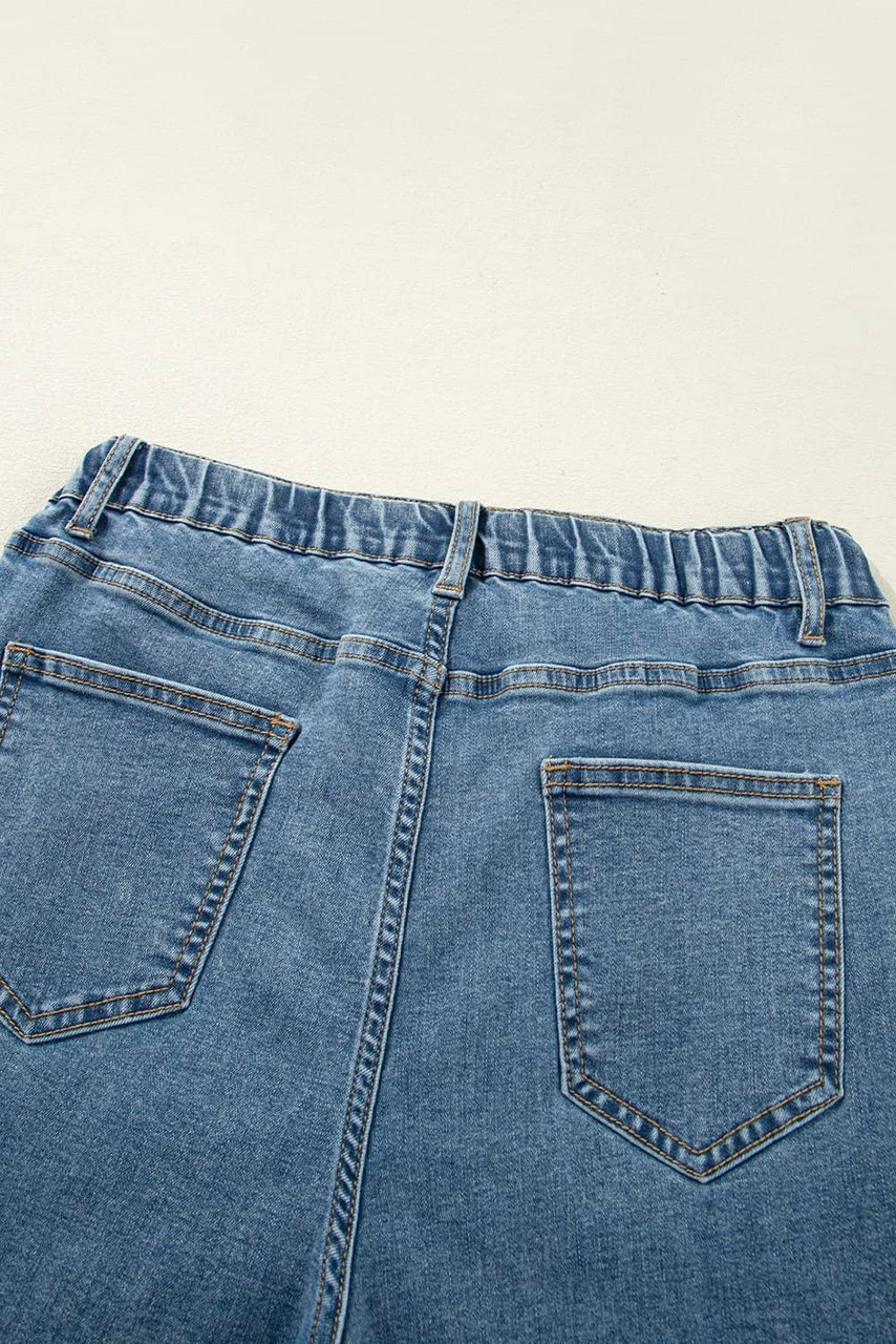 Dusk Blue Medium Wash Super Wide Leg Denim Pants Dusk Blue Medium Wash Super Wide Leg Denim Pants