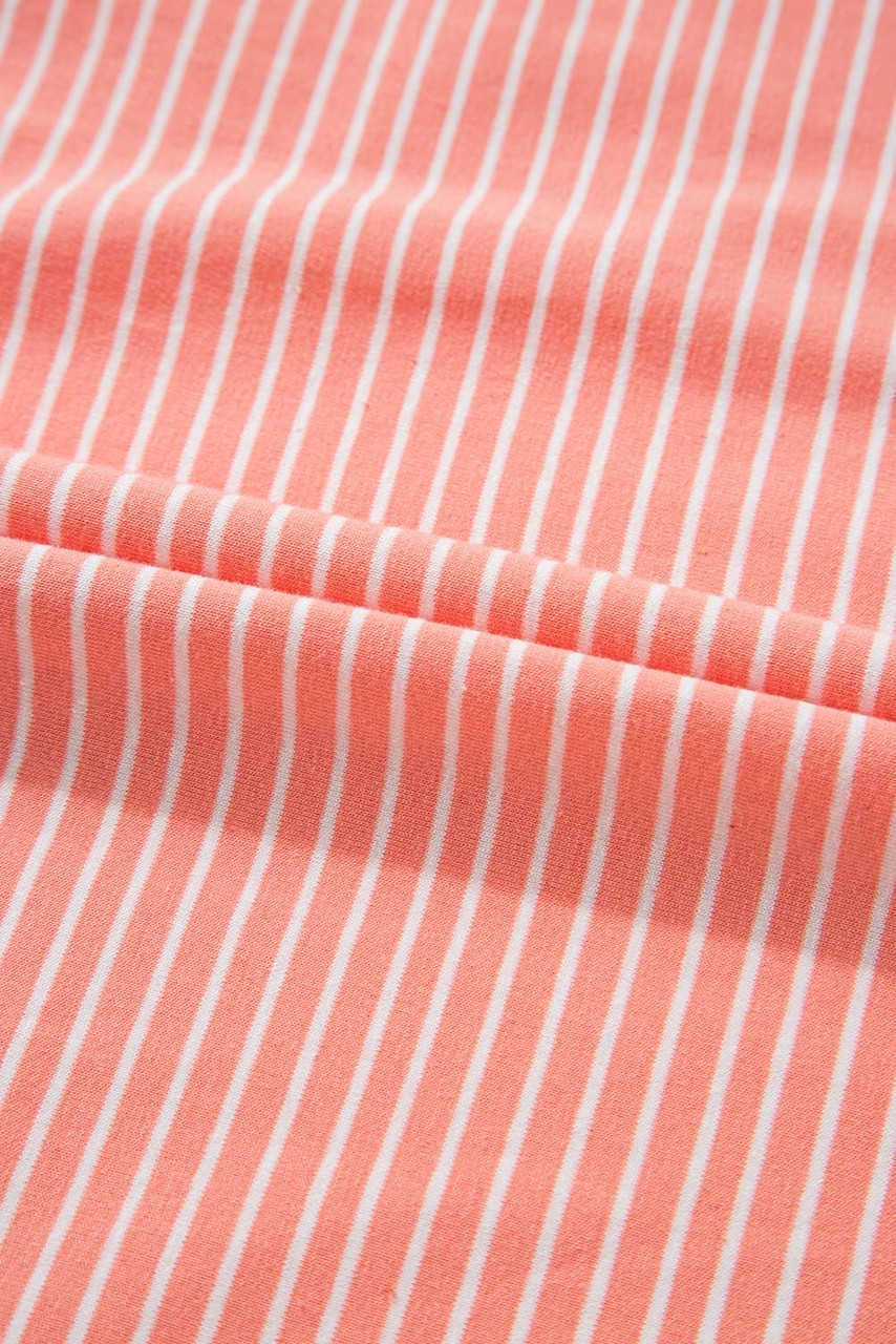 Orange Stripe Loose Polo T Shirt and Shorts Plus Size 2pcs Outfit