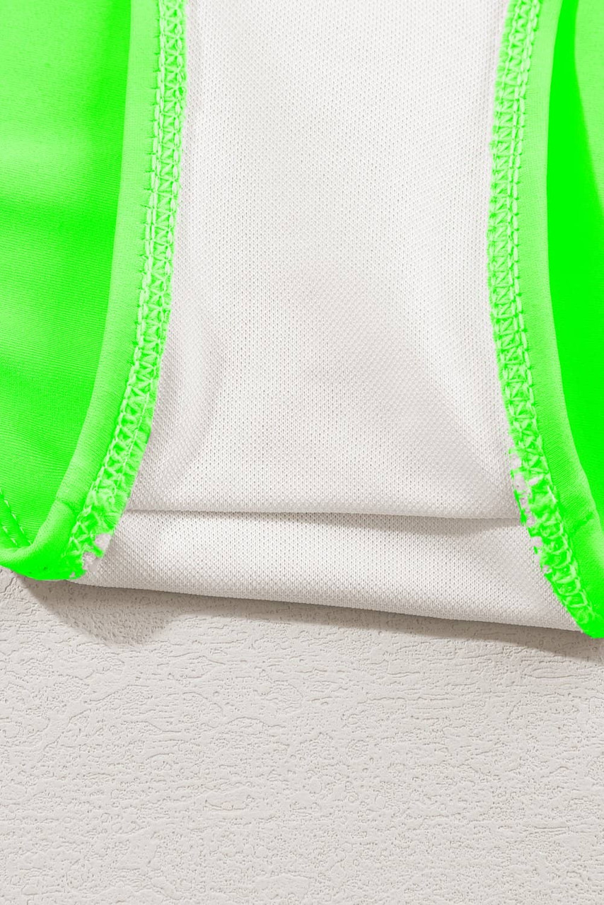 Green Striped Patchwork Spaghetti Strap High Waist Bikini Swimsuit