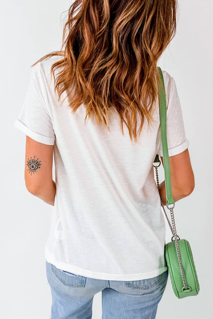 White YEE HAW State of  mind Cowgirl Graphic Western Fashion Tee