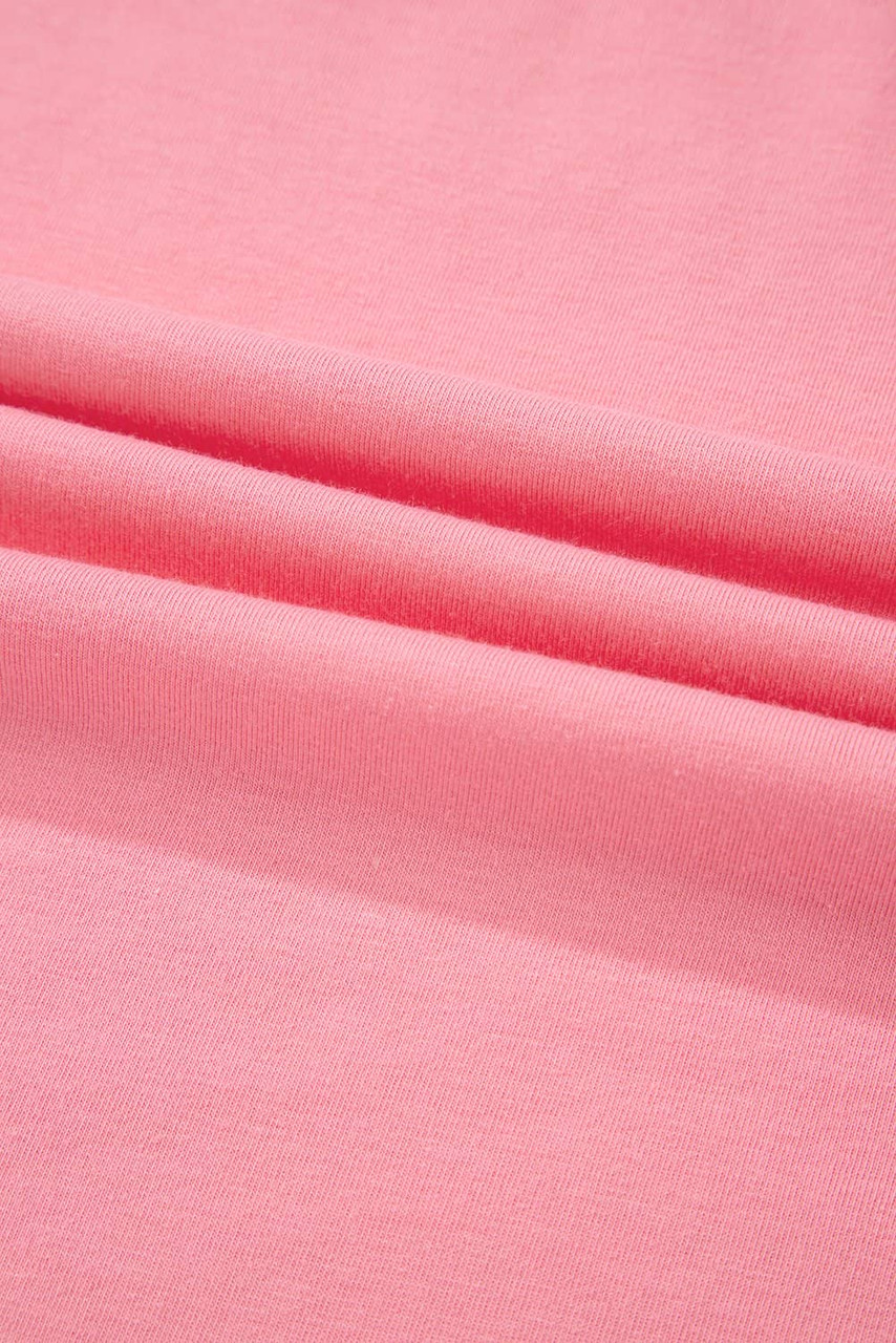 Pink Frilled Hem Loose T-Shirt