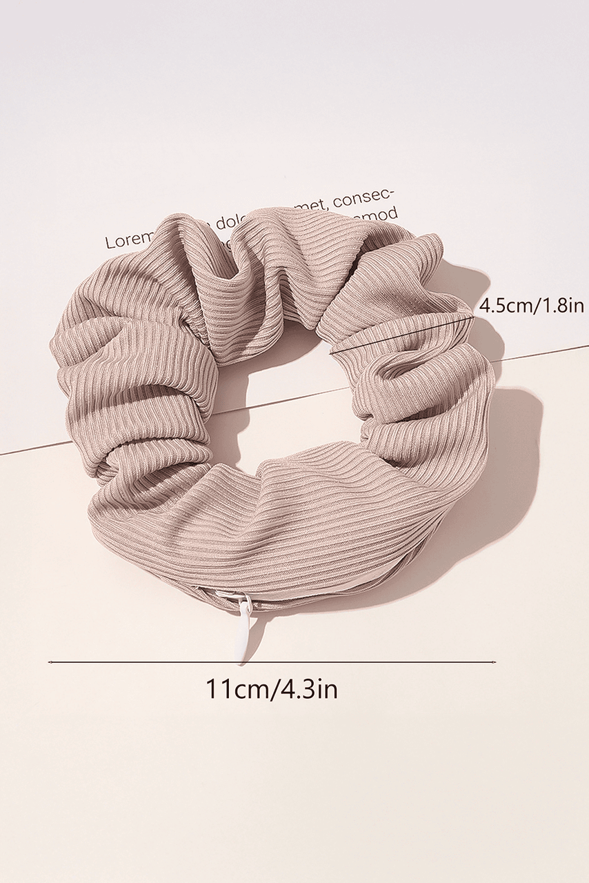 Delicacy Ribbed Hair Scrunchie with Hidden Zipper Pocket Delicacy Ribbed Hair Scrunchie with Hidden Zipper Pocket