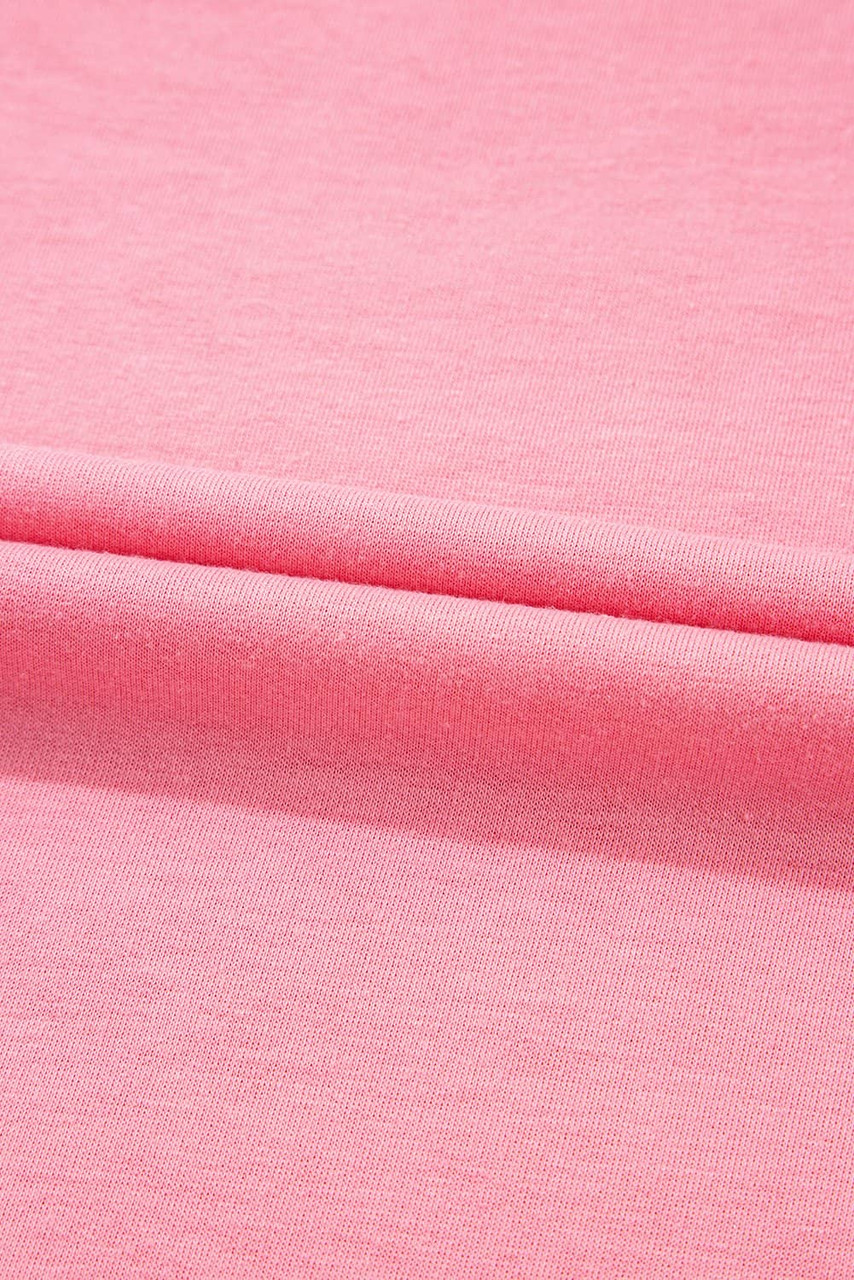 Peach Blossom Two Tones Patchwork Half Sleeve Plus Size T Shirt