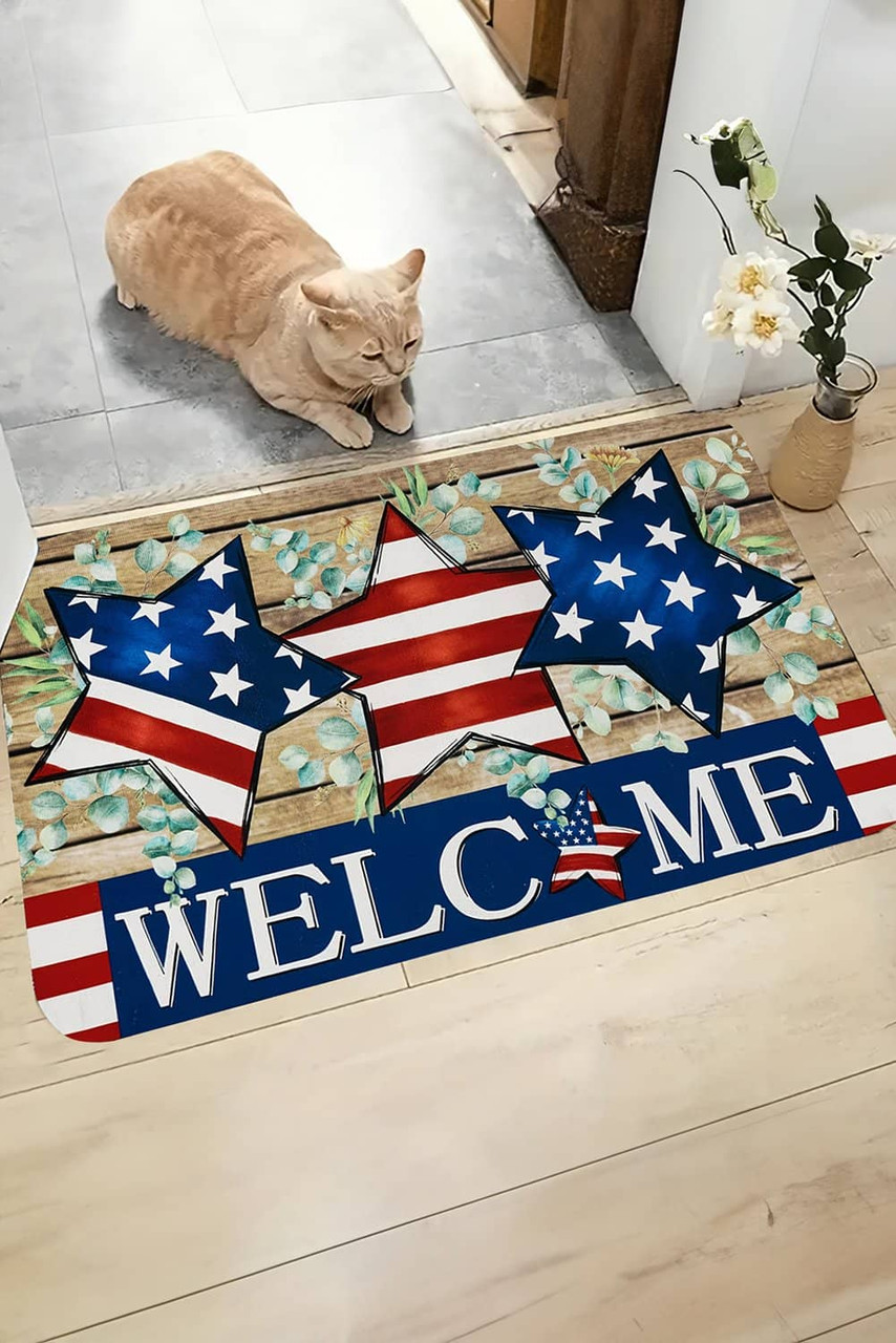 Dark Blue WELCOME American Flag Print Non-slip Entrance Mat Dark Blue WELCOME American Flag Print Non-slip Entrance Mat