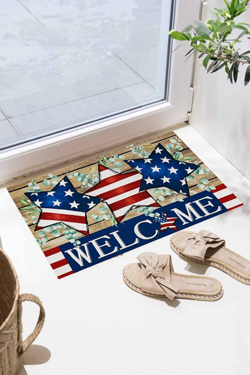 Dark Blue WELCOME American Flag Print Non-slip Entrance Mat Dark Blue WELCOME American Flag Print Non-slip Entrance Mat