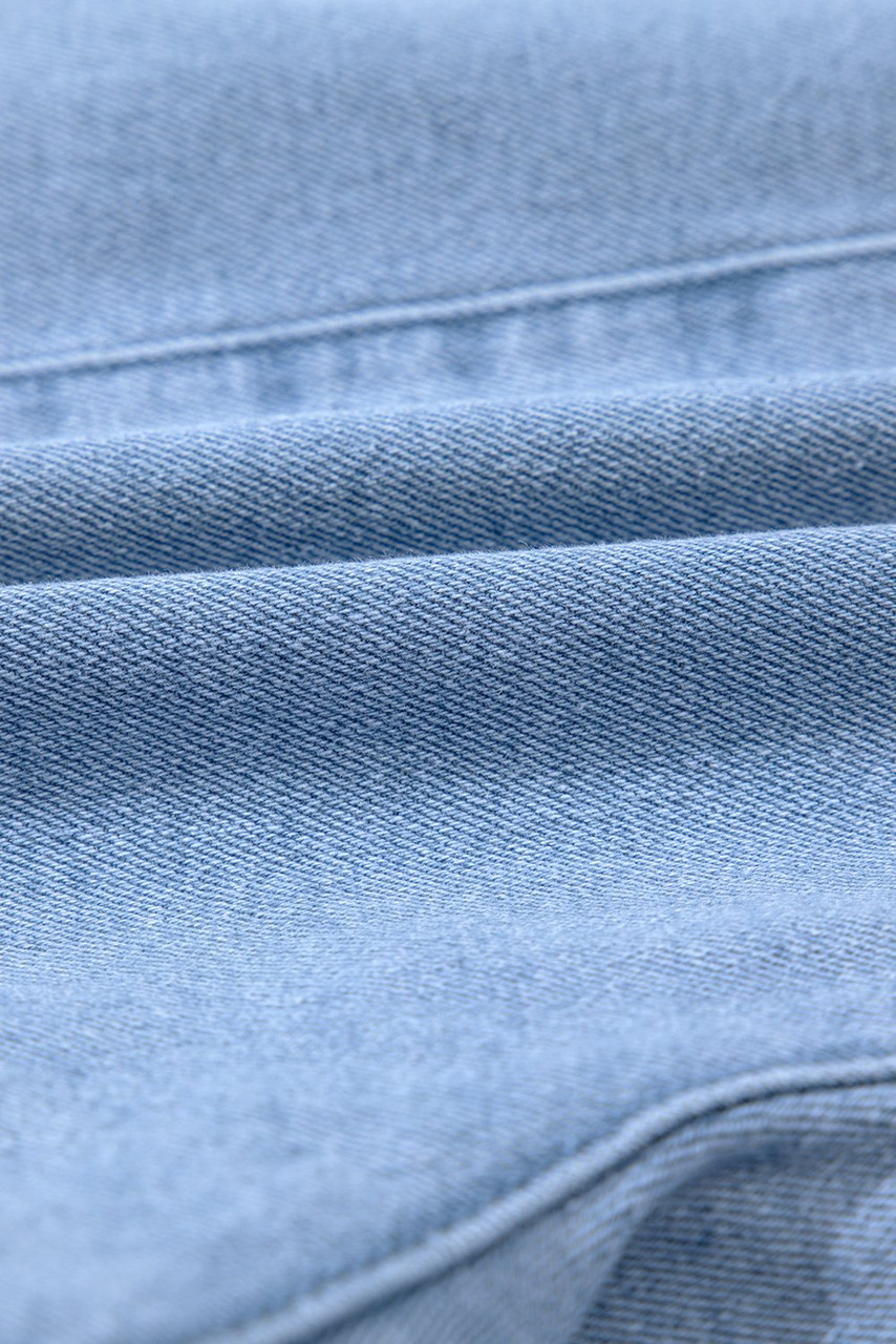 Dusk Blue Pleated Patchwork Wide Leg Lightweight Denim Shorts