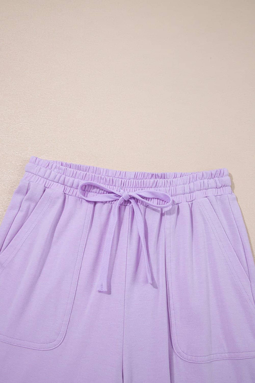 Orchid Petal Mineral Wash Casual Round Neck Tank and Straight Loose Drawstring Pants Set