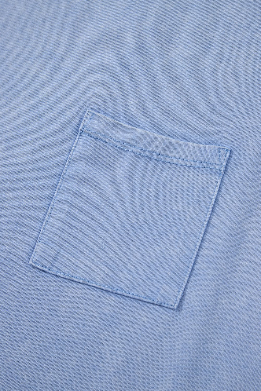 Beau Blue Mineral Wash Patched Chest Pocket Casual Tank Top