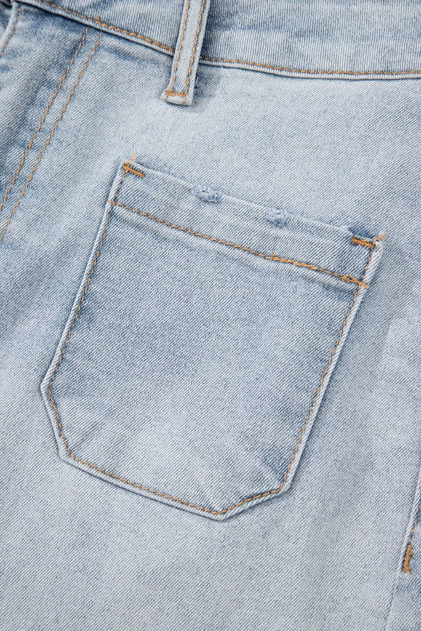 Beau Blue Light Wash High Rise Denim Shorts