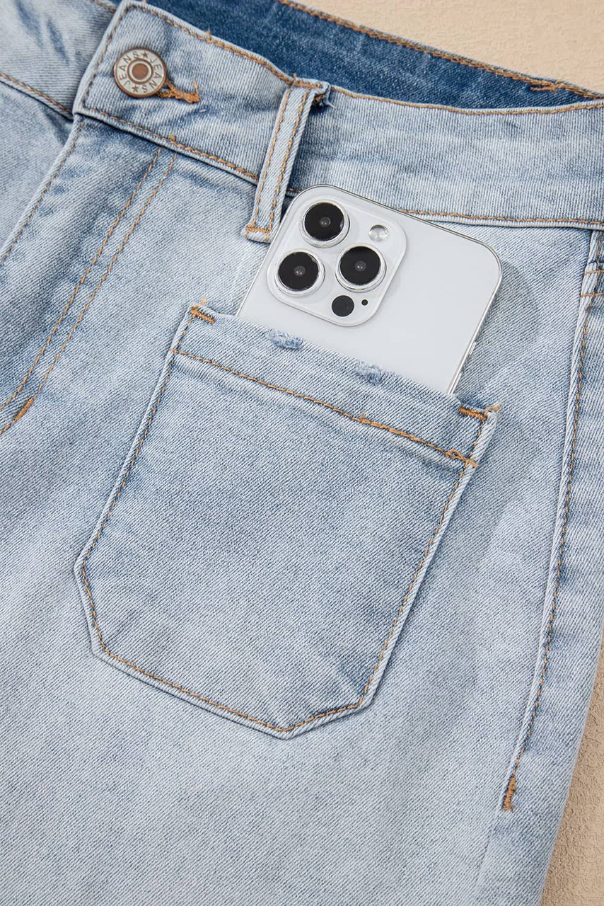 Beau Blue Light Wash High Rise Denim Shorts