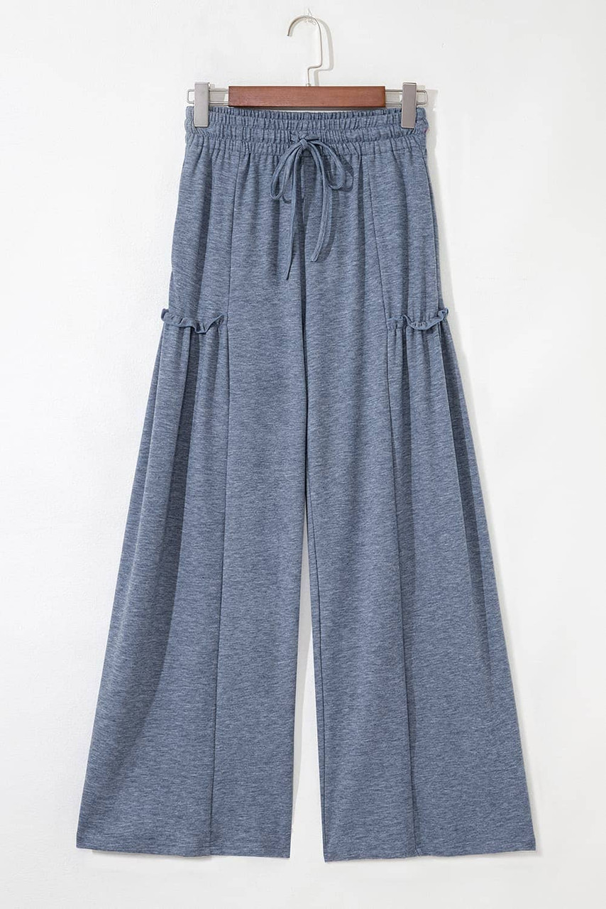 High Frilled Detail Wide Leg High Waist Knit Pants High Frilled Detail Wide Leg High Waist Knit Pants