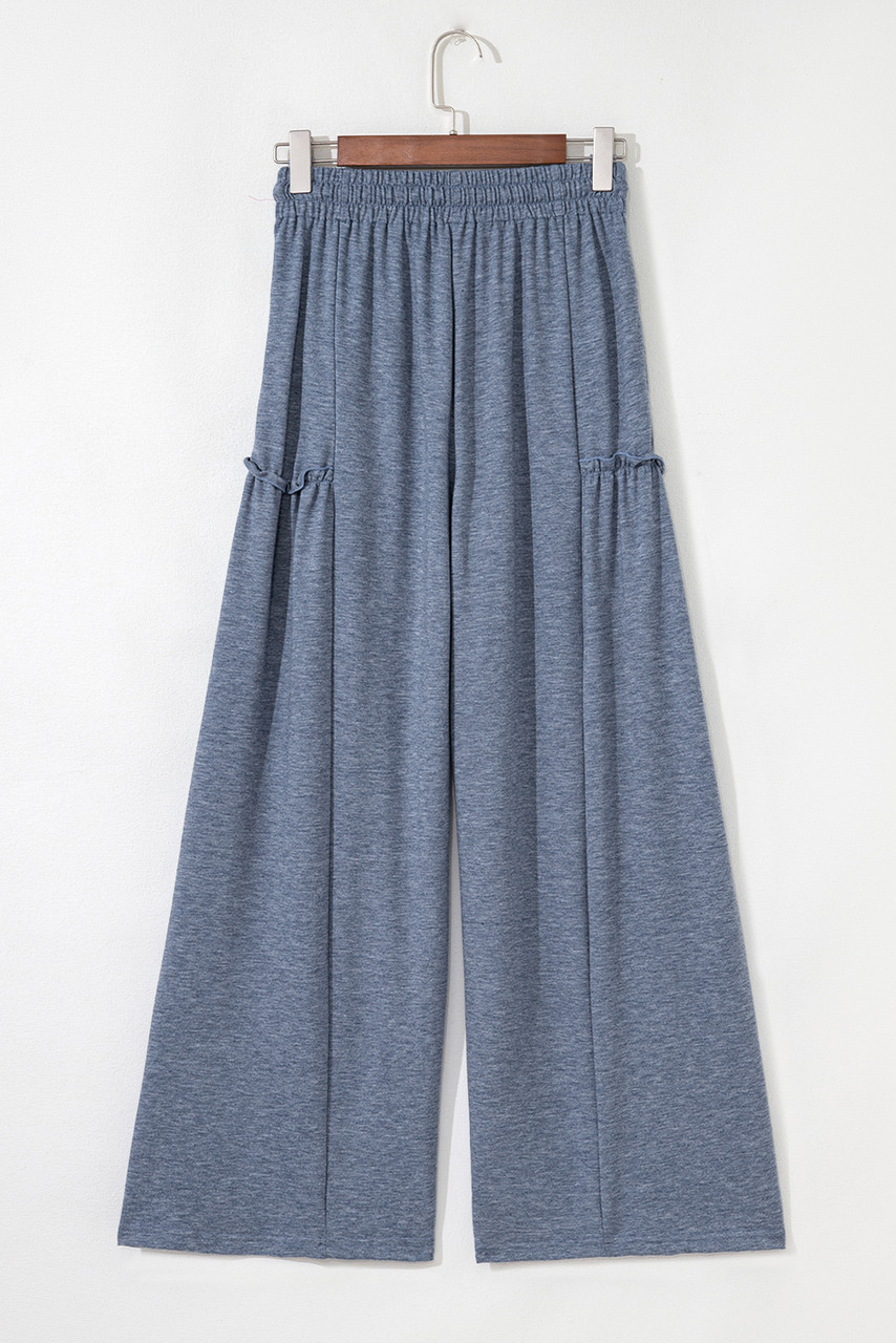 High Frilled Detail Wide Leg High Waist Knit Pants High Frilled Detail Wide Leg High Waist Knit Pants