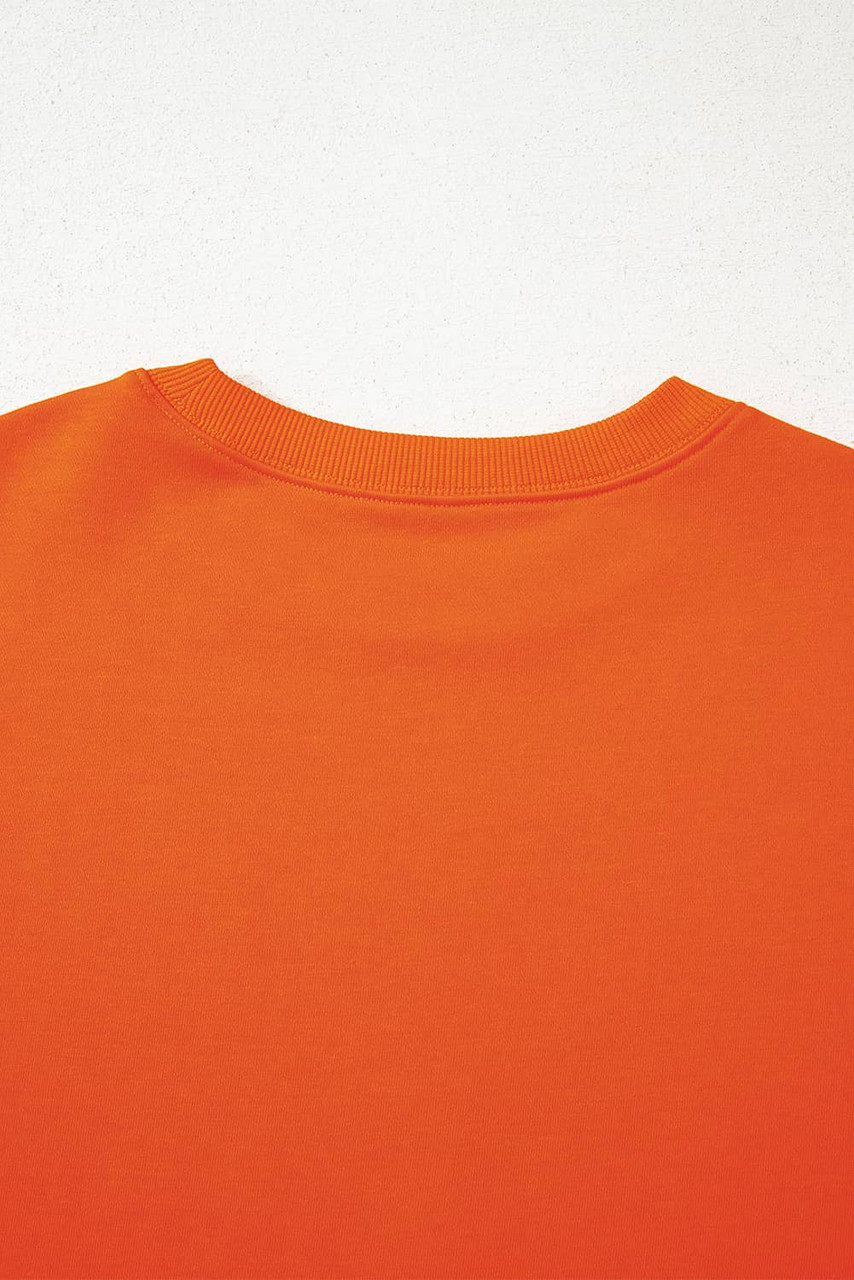 Orange Varsity Striped Detail Drop Shoulder Oversized Sweatshirt
