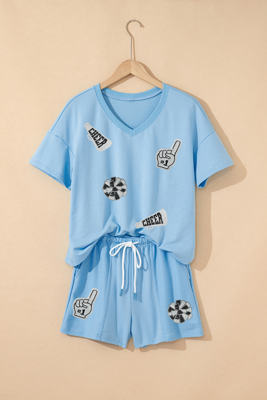 Myosotis Game Day No.1 Cheer Graphic V Neck Short Set