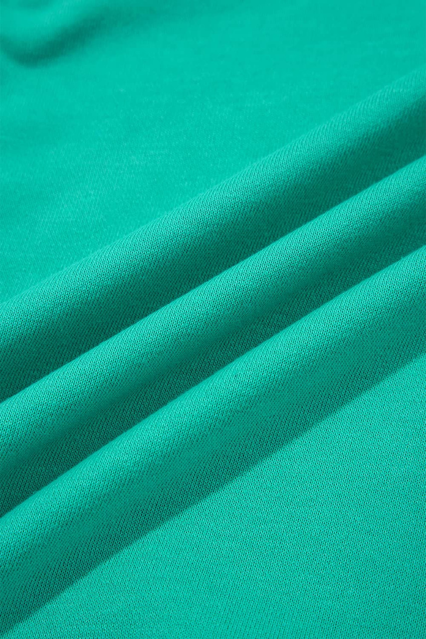 Dark Green Colorblock Trim V Neck Pullover Top and Shorts Set