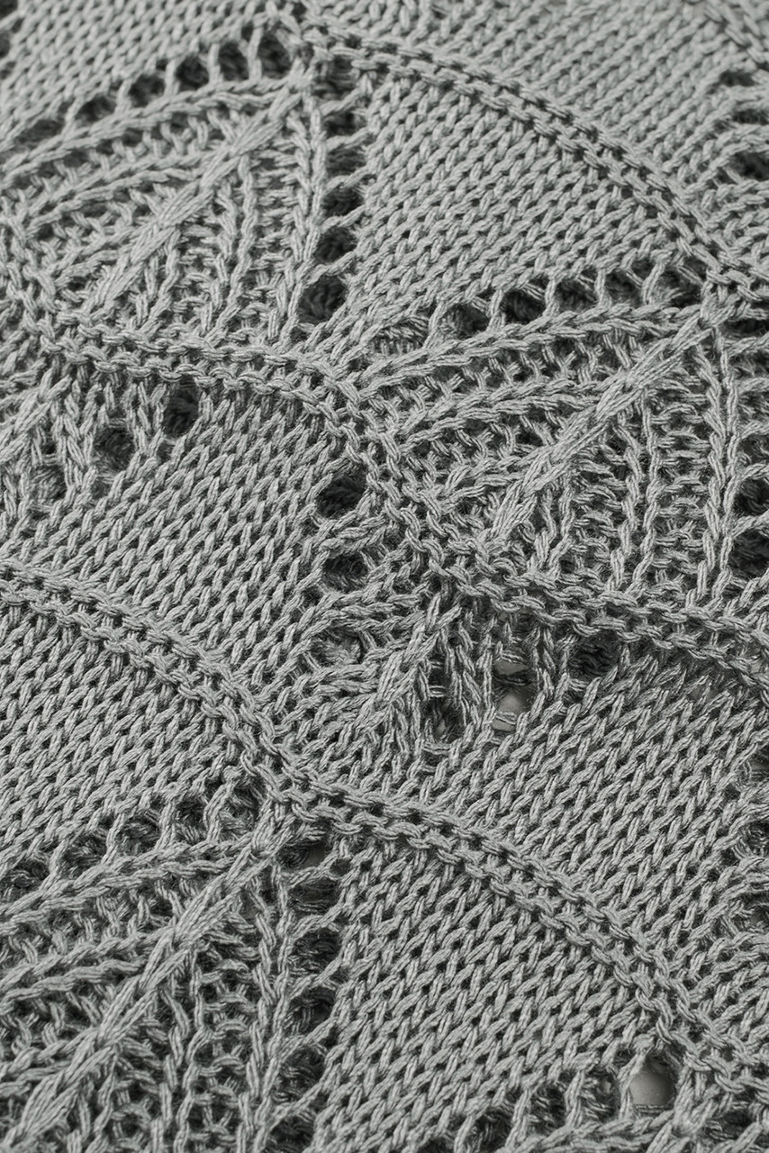 Gray Lightweight Buttoned Front Crochet Cardigan