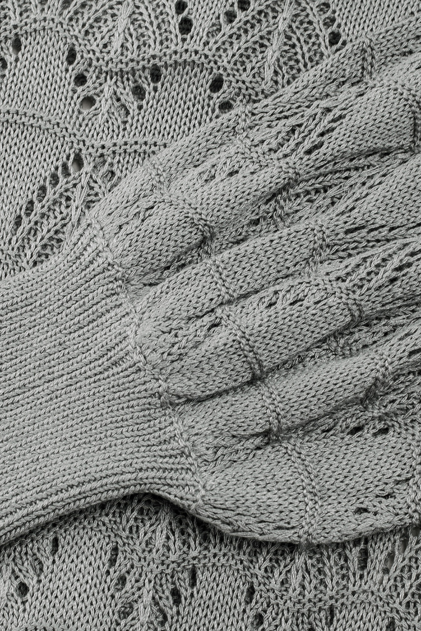 Gray Lightweight Buttoned Front Crochet Cardigan