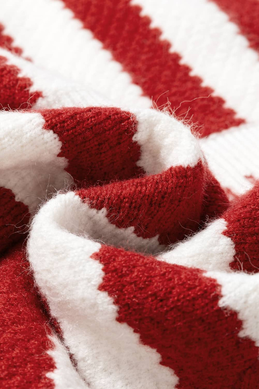 Red Stripe Chic Golden Button Cardigan Sweater