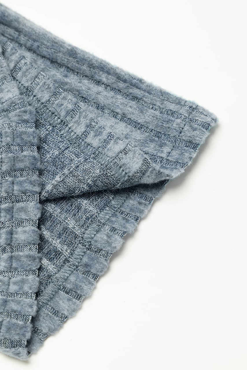 Dusk Blue Ribbed Keyhole Short Sleeve Wide Leg Jumpsuit