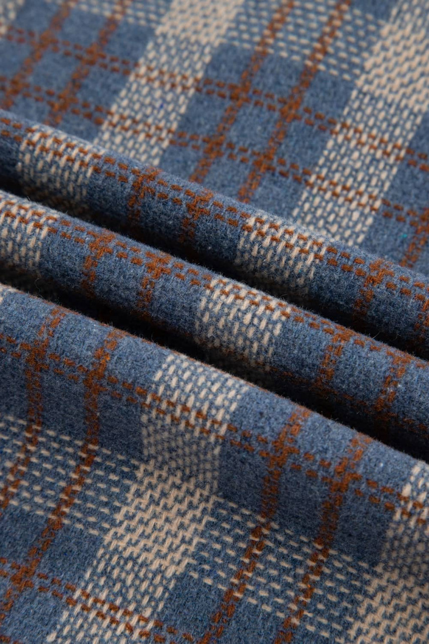 Gray Plaid Corduroy Patchwork Collared Zip Up Snap Button Jacket