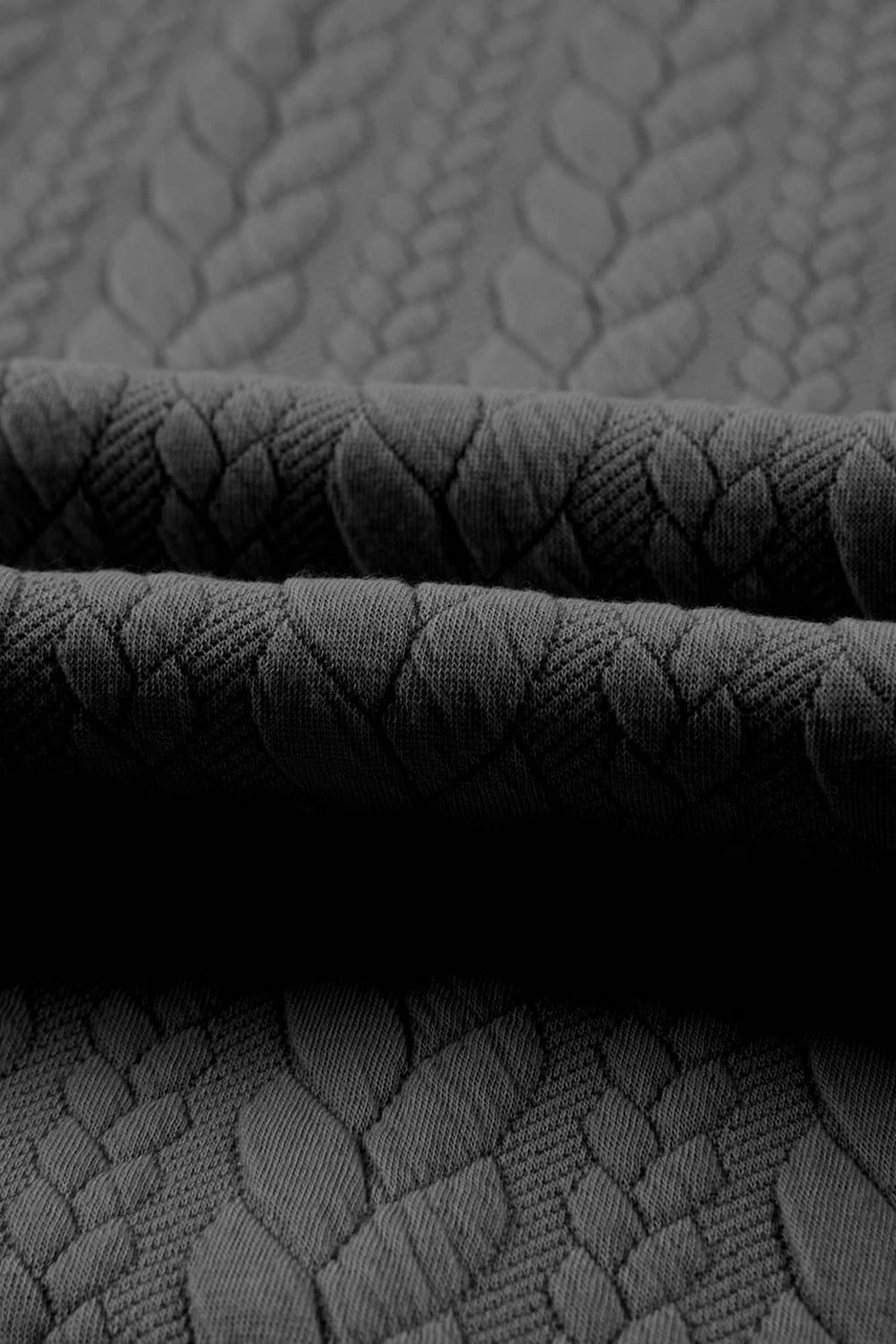Gray Cable Textured Baggy Solid Hoodie Gray Cable Textured Baggy Solid Hoodie