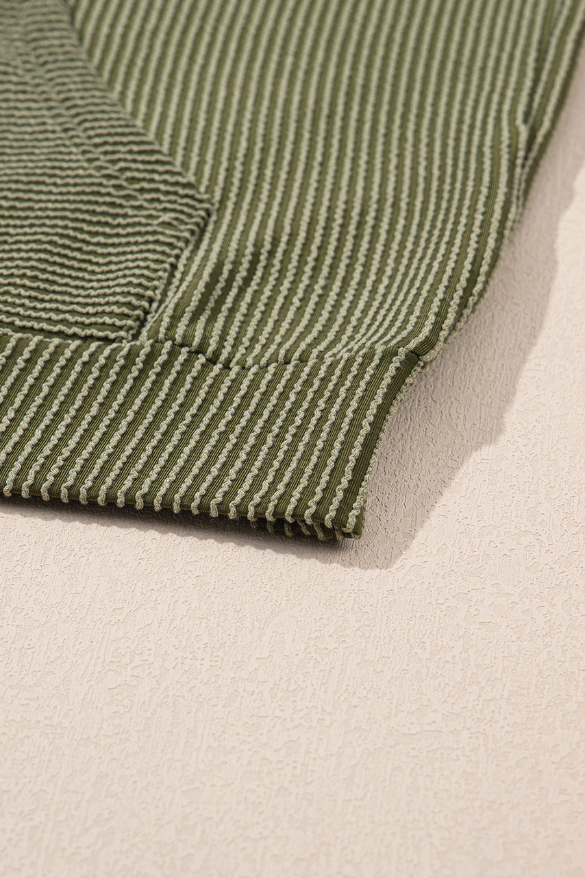 Jungle Green Twisted Rib Texture Solid Hoodie Jungle Green Twisted Rib Texture Solid Hoodie
