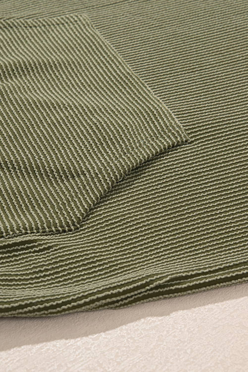 Jungle Green Twisted Rib Texture Solid Hoodie Jungle Green Twisted Rib Texture Solid Hoodie