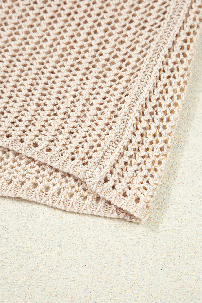Smoke Gray Crochet Hollow-out Jumper Top Sweater