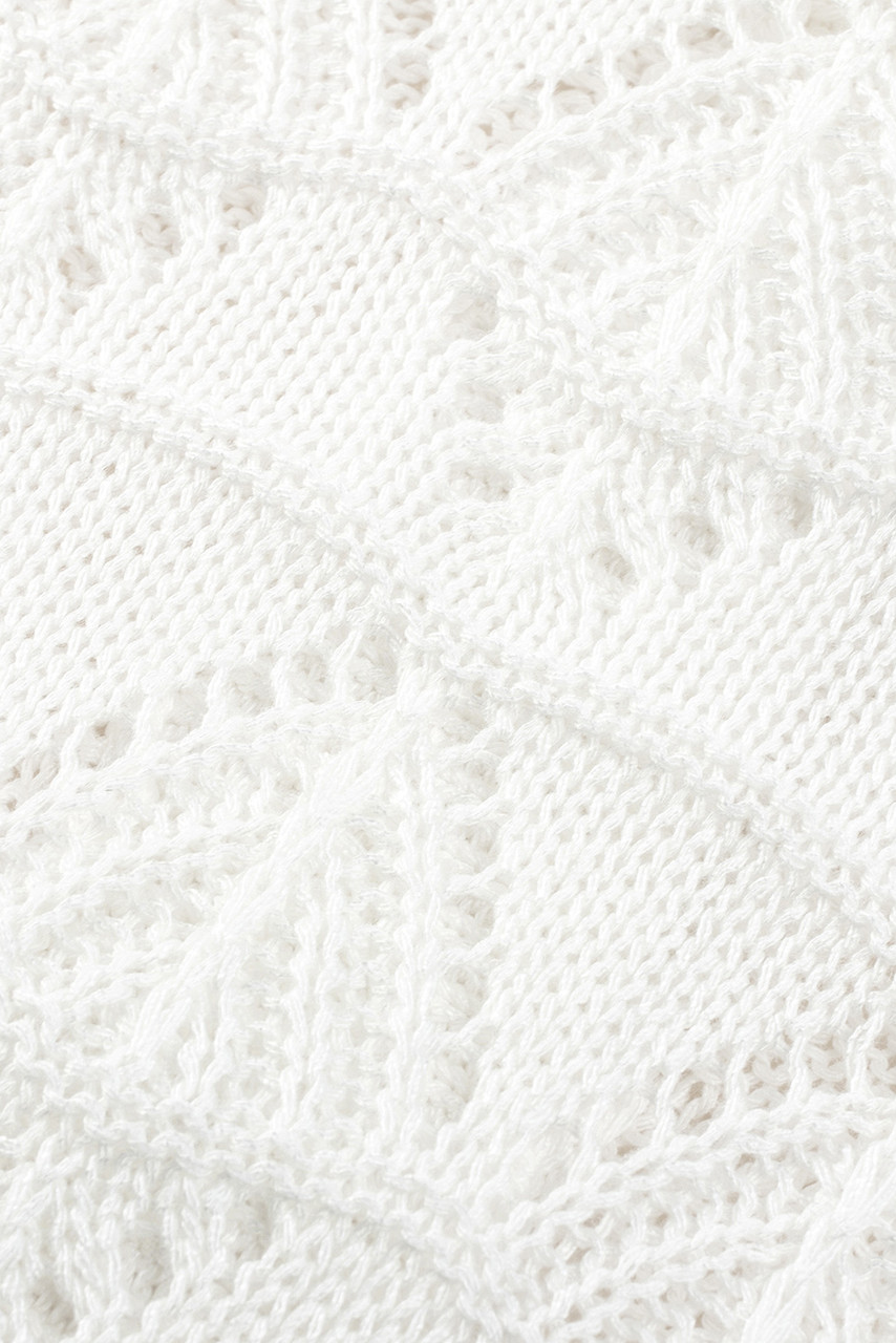 White Lightweight Buttoned Front Crochet Cardigan