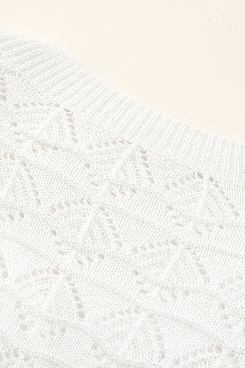White Lightweight Buttoned Front Crochet Cardigan