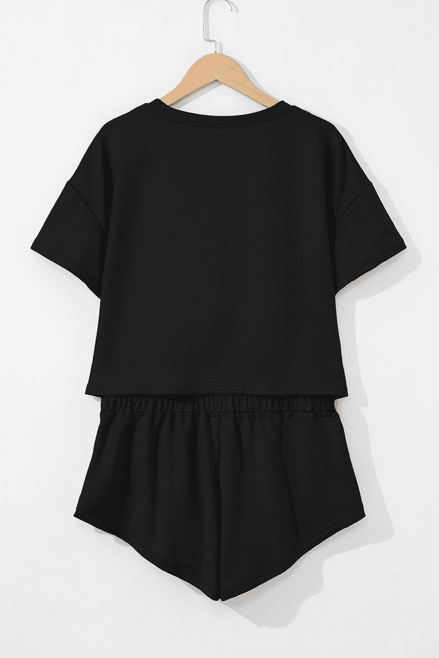 Black Baseball Print Skort Set