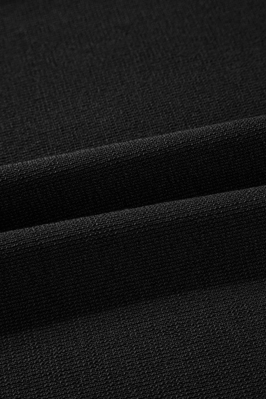 Black Contrast Trim Half Sleeve Top Drawstring Pants Loose 2pcs Sweater Suit