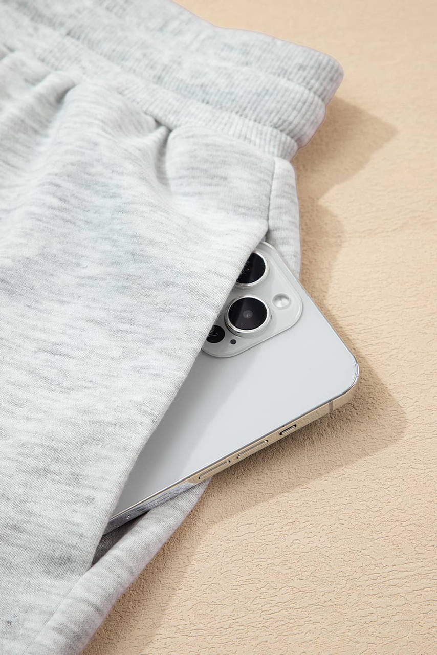 Light Grey Color Block Raw Hem Pullover and Casual Shorts Set