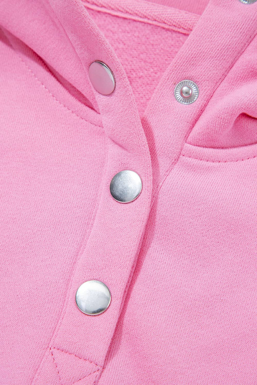 Bonbon Embroidered Flower Patchwork Snap Buttons Pullover Sweatshirt