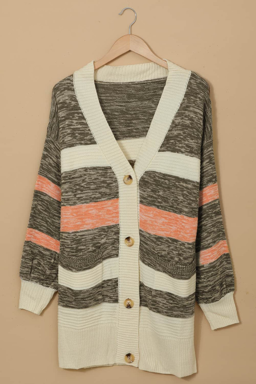 Thick Buttoned Open Front Cardigan with Pocket